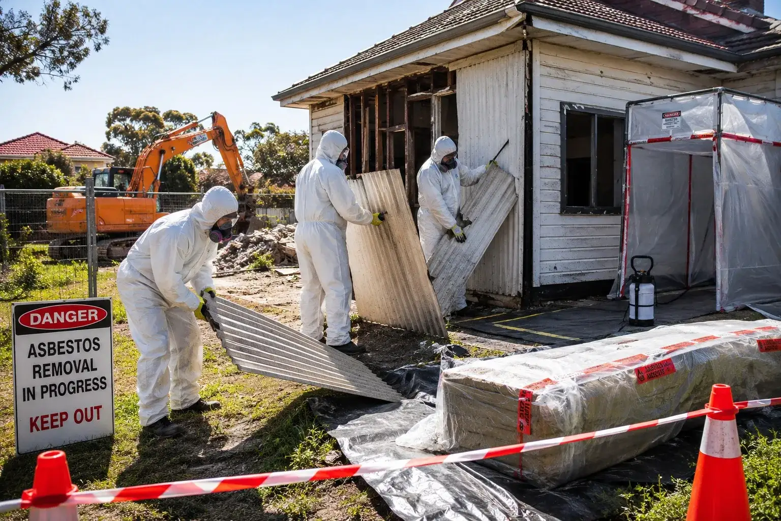 Asbestos removal team working on a residential property in Adelaide